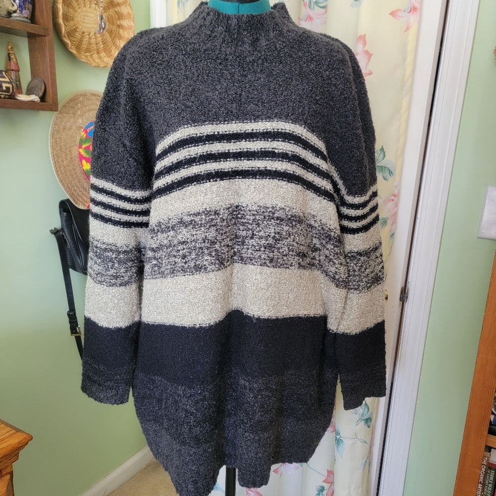 Avenue plus size striped sweater - Grey black and cream - size 3XL